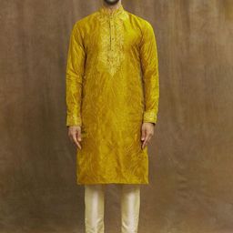 Arihant Rai Sinha Floral Embroidered Thread Work Banarasi Silk Kurta With Churidar-image-21