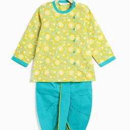 Campana Boys Floral Printed Angrakha Pure Cotton Kurta with Dhoti Pants-55