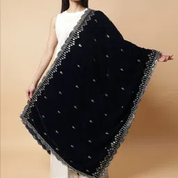 Moda Chales Embroidered Velvet Dupatta with Sequinned-picture-19