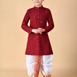 AHLAN APPARELS Boys Maroon Viscose Rayon Kurta Sets-picture-15