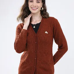 Monte Carlo Women Self Design Cable Knit Woollen Cardigan Sweaters-image-46