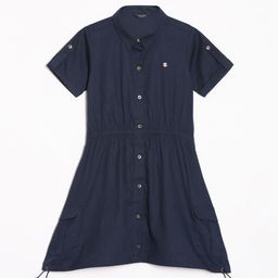 Allen Solly Junior Girls Shirt Collar Roll-Up Sleeves Cotton Shirt Dress-image-56