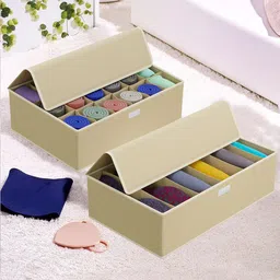 Kuber Industries Beige 2 Pieces Foldable Socks Organisers-58
