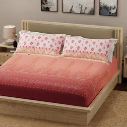 Boutique Living India Pink & Green Printed Cotton 300 TC King Bedsheet Set 2.74 x 2.74 m-picture-38