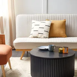 THEGASBH Black Textured Wooden Round Coffee Table With Storage-image-81