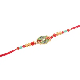 Anouk Set of 2 Stones Studded & Beaded Bhaiya Bhabhi Rakhi With Roli Chawal Chandan Mishri image 3