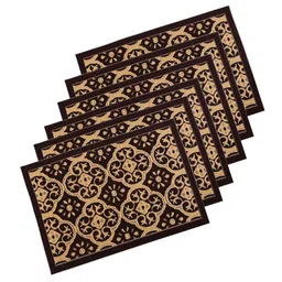 Kuber Industries Maroon & Beige 6 Pieces Jacquard Design Rectangular Anti-Skid Doormats-10