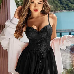Krelin Women Shoulder Straps Net Baby Doll-image-89