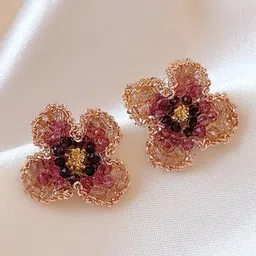 FIMBUL Gold-Plated Beaded Floral Shaped Studs-image-14