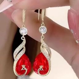 CIKIT Artificial Stones Studded Teardrop Shaped Drop Earrings-image-91
