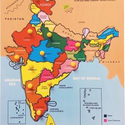 Wooden India Map Puzzle Capital with State Learning Toy for Kids ( Pack of 1 Pc)-4