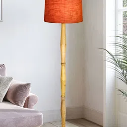 Homesake Red & Beige Textured Wood FloorLamp-37