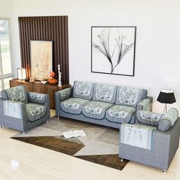Kuber Industries Blue & White 16 Pieces Floral Printed 5 Seater Cotton Sofa Cover & Arms-image-44