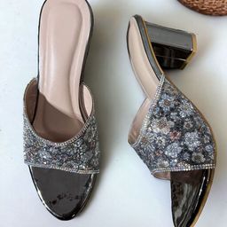 FABBMATE Girls Embellished Block Heeled Open Back Party Sandals-12