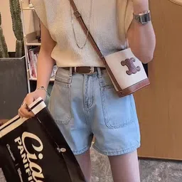 StyleCast Women Loose Fit High-Rise Cotton Denim Shorts-image-115