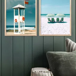 Kotart Brown & White 2 Pieces Wood Abstract Wall Paintings-picture-41