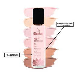GlamFam High Coverage Waterproof Foundation- 30 ml- Beige 03 image 5