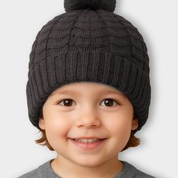 MiArcus Kids Grey Cable Knit Skull Cotton Cap-13