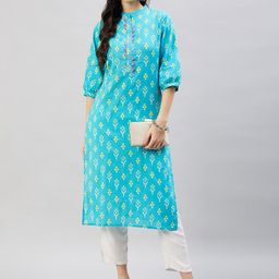 WineRed Women Geometric Printed Thread Work Kurta-picture-43