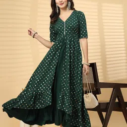 RAASSIO Women Printed V-Neck Maxi Dress-image-13