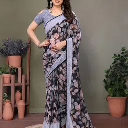 WINKLECART Floral Printed Pure Georgette Saree-picture-35