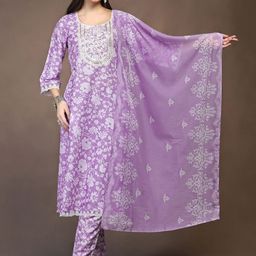 Sangria Floral Printed Straight Kurta & Trouser With Dupatta-image-43