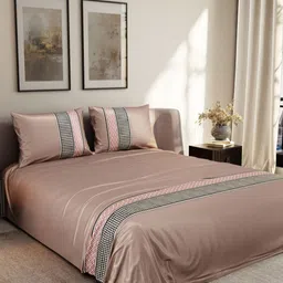 Stoa Paris Brown Floral Printed 300 TC Bedsheet Set 2.74 m x 2.74 m-image-5