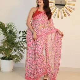 SANJANA SILK Pure Georgette Bagh Saree-image-67