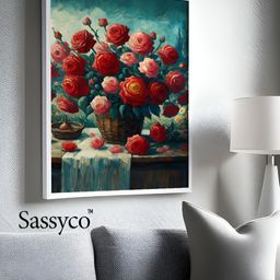 Sassyco Red & Green 1 Piece Canvas Floral and Botanical Wall Paintings-image-83