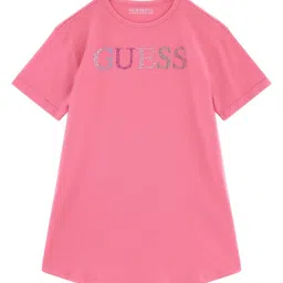 GUESS kids Girls Typography Printed Round Neck Cotton T-shirt-image-56