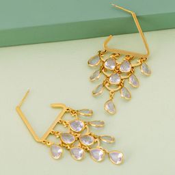 Kushal's Fashion Jewellery Rhodium-Plated Classic Zircon Drop Earrings-image-15
