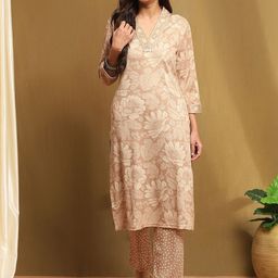 Biba Women Floral Printed Regular Kurta with Trousers-44