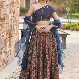 Anastay Clothing Floral Printed Organic Cotton Ready to Wear Lehenga & Blouse With Dupatta-picture-27