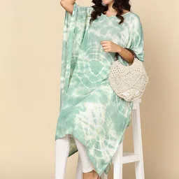 CORSICA Women Tie and Dye Dyed Crepe Kaftan Midi Dress-image-105
