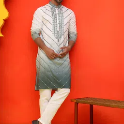 Jompers Men Embroidered Regular Chikankari Kurta with Pyjamas-picture-42