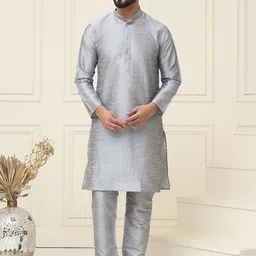 SOJANYA Men Regular Dupion Silk Kurta with Churidar image 1