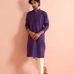 KISAH Men Ethnic Motifs Printed Festive Cotton Straight Kurta-picture-2