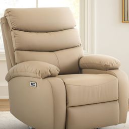 DROGO Brown Leather Manual 1 Seater Recliner-image-70