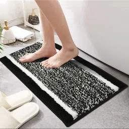 GBL COLLECTION Black & White Textured Anti-Skid Bath Rug-21