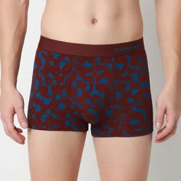 UnderJeans by Spykar Printed Mid-Rise Short Trunk UJNPTS088WINEDKBLUE-10