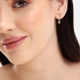 DressBerry Floral Gold-Plated CZ Half Hoop Earrings-14