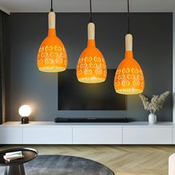 GAUVIK Orange Printed Aluminium Ceiling Lamp-18