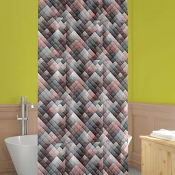 ArtzFolio Black & Pink Geometric Printed Waterproof Shower Curtain-4