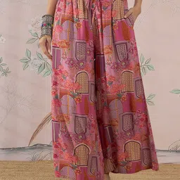 InWeave Women Floral Printed Flared Ethnic Palazzos-57