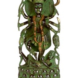 Exotic India Home Decore Mother Kali Brass Sculpture-image-3