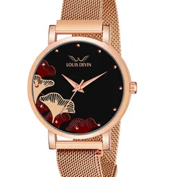 LOUIS DEVIN Women Brass Dial & Straps Analogue Watch LD-RG162-BLK-image-73