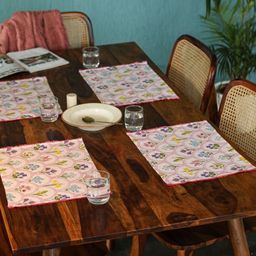Abolee Homes 4 Pieces Pink & Green Printed Cotton Table Placemats-image-8