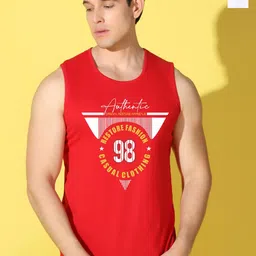 WOOSTRO Pack Of 2 Printed Combed Cotton Gym Vests VWS26(98 RED)(98 WHITE)-40