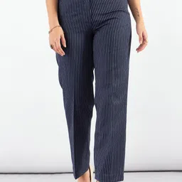 PowerSutra Women StripedHigh-Rise Wrinkle Free Trousers-image-60