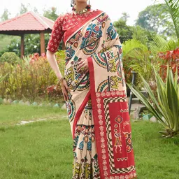 DIVASTRI Ethnic Motifs Silk Blend Tussar Saree-picture-25